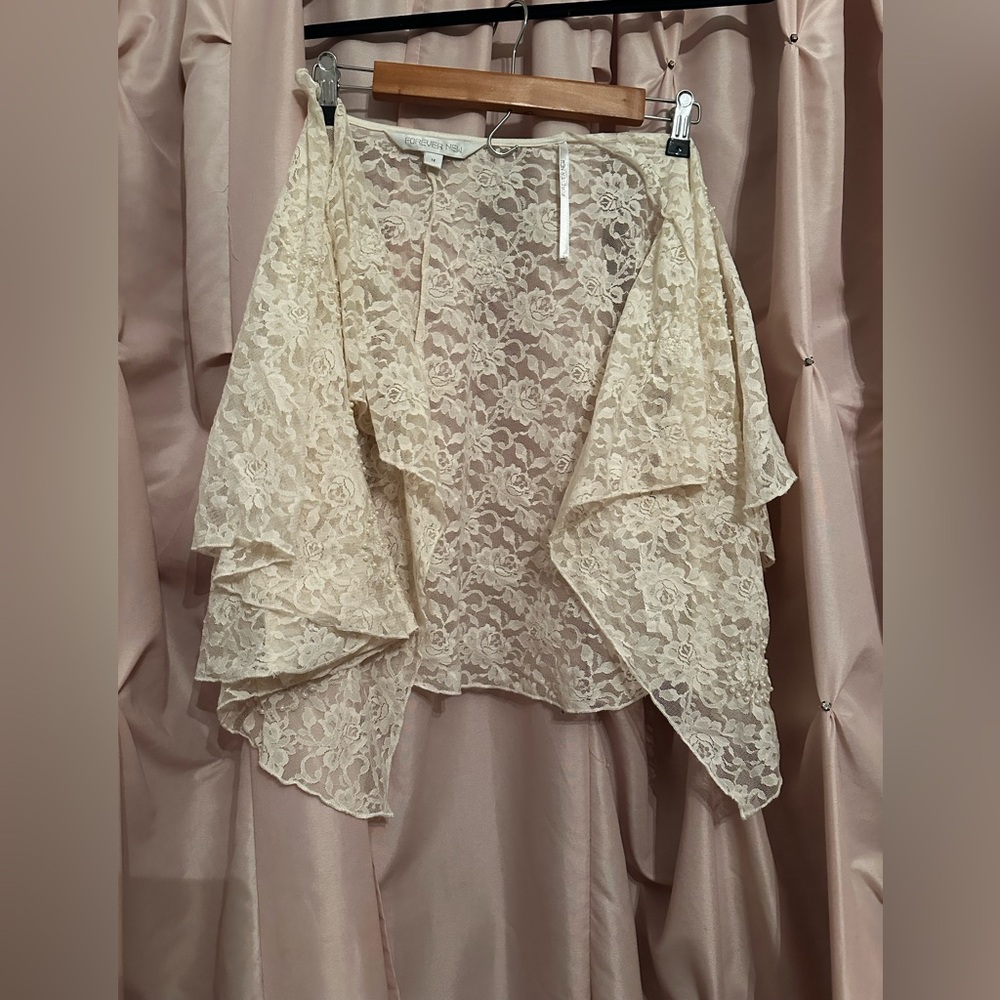 Forever New Australia lace bolero capelet cape sleeves  ivory cream 12 au 8 USA
